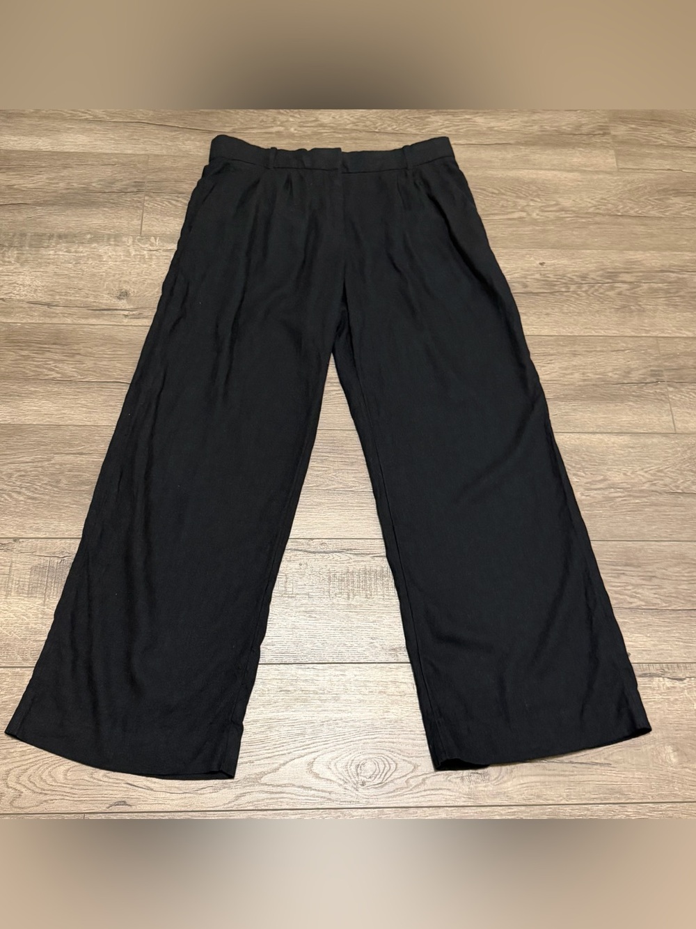 Abercrombie & Fitch Black Wide Leg Sloane Dress Pants Linen Blend Sz 29 8R - Picture 3 of 10